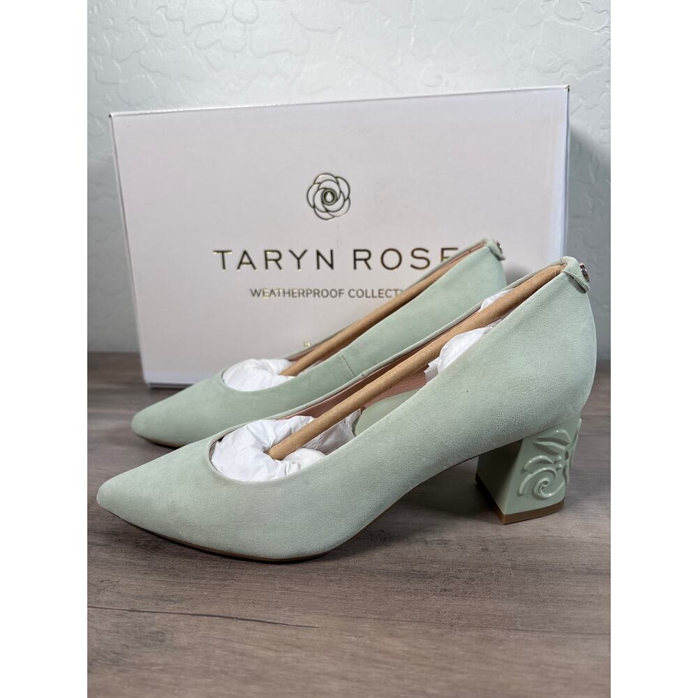 Taryn Rose Marigold Silky Suede Pumps Heels Women Size 5 Aloe Green New in‎ Box
